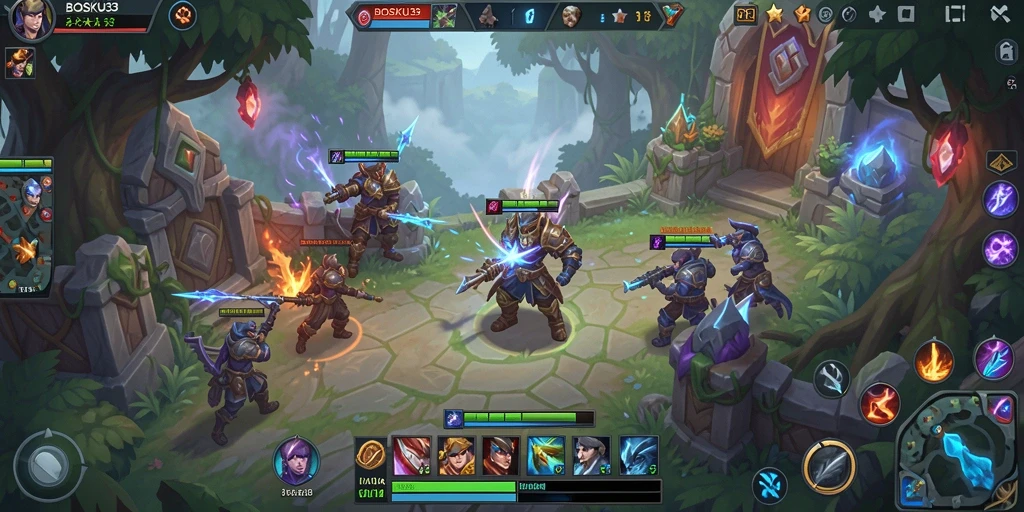 Tangkapan layar gameplay seru dari MOBA BOSKU33