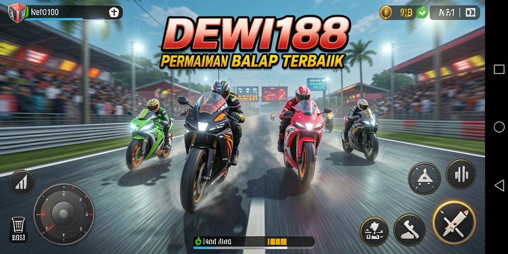 Gameplay seru DEWI188 dengan balapan motor yang menegangkan.