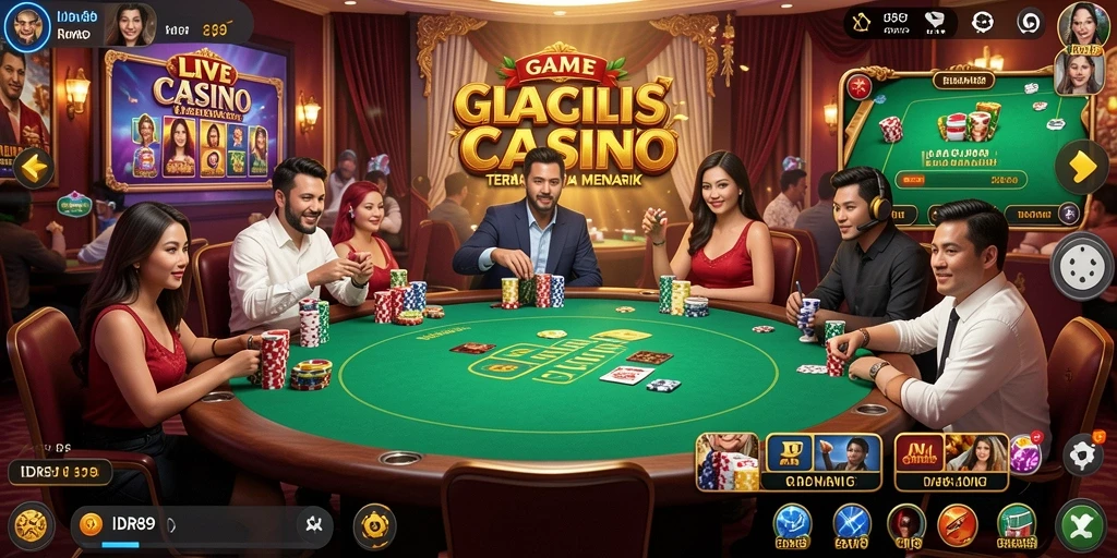 Gameplay Live Casino IDR89 dengan dealer langsung dan suasana kasino yang nyata.