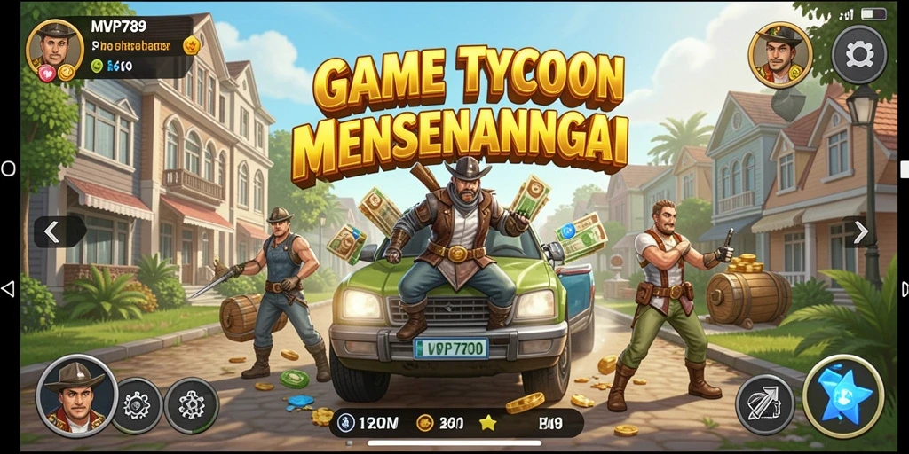 Screenshot gameplay MVP789 menampilkan aktivitas manajemen bisnis yang dinamis.