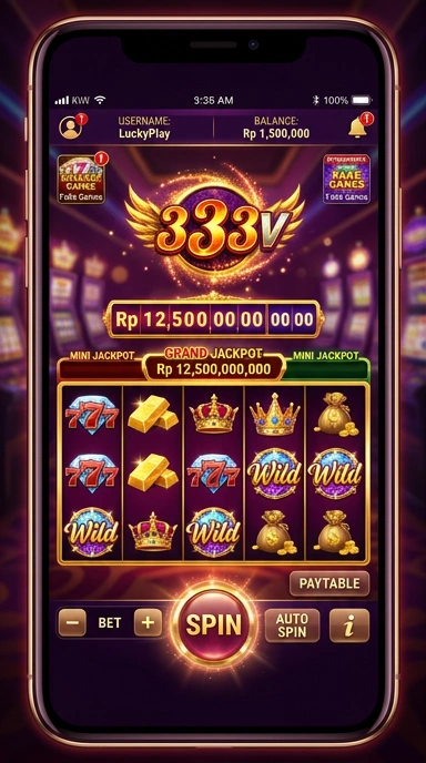Tampilan antarmuka 333v yang sederhana dan menarik.